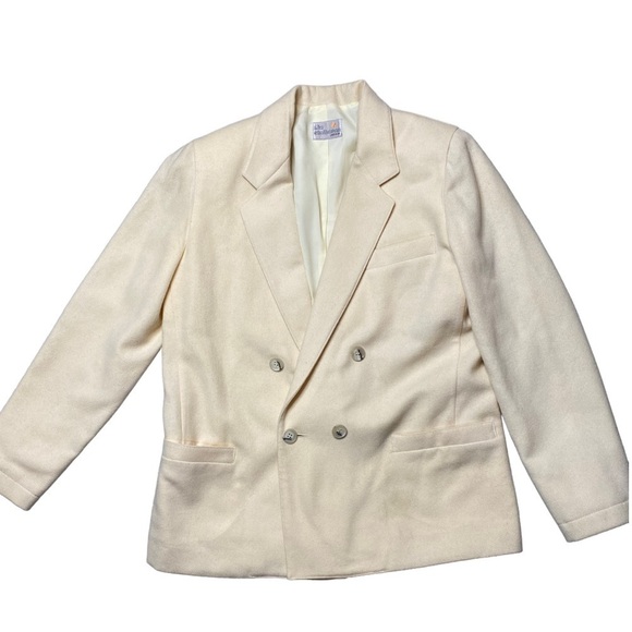 VINTAGE LIZ CLAIBORNE 100% WOOL CREAM BLAZER WOMEN’S SZIE 6 PETITES - Picture 1 of 7